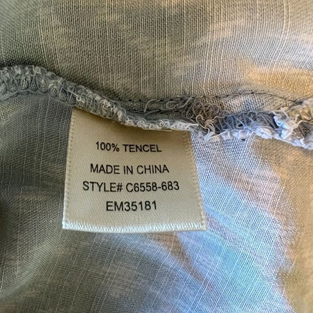 Anthropologie Cloth & Stone Blue & White Ikat Chambray Collared Button Front Dre - Picture 12 of 12